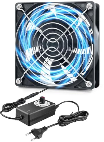 PC-fläkt 120 mm 12 V PC-fläkt med justerbara hastigheter, ZAKVOP datorfläkt AC 220 V-240 V, 3 000 RPM, datorfläkt för dator laptop router (1)