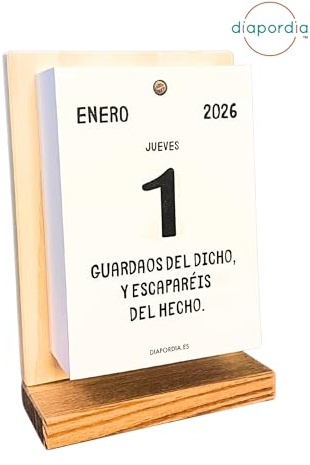 Calendario de pared 2026 con dichos populares españoles, 365 hojas desprendibles, papel FSC ecológico y sostenible, planificador mensual de sobremesa, agenda de pared y calendario familiar