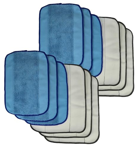 vhbw 12x Wischtuch kompatibel mit iRobot Braava 380, 390, 380T, 390T, 321, 320 Wischroboter, Putzroboter - Nasswischtuch, Trockenwischtuch