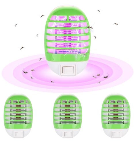 PLLYPE Moustique Tueur Lampe, 4PCS UV Lampe Anti-Moustique Intérieur, Prise Anti Insectes Electrique, Sûr et Efficace, Tueur d'Insectes Electrique, Piège à Mouches pour Insectes, Moustiques