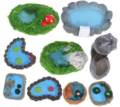 TOYANDONA 9 Minifiguras De Micropaisaje para Piscina Plantas Subacuáticas Artificiales para Una Adorable Decoración De Estanque En Miniatura Accesorios para Estanque Adornos De Estanque