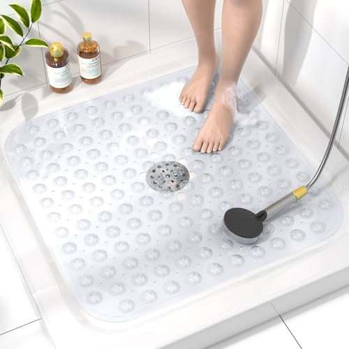 HITSLAM Tapis de Douche antidérapant 60x60 cm, Transparent
