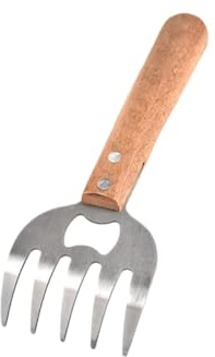 OFFSCH Forchetta Bbq in Inossidabile con Shredder per Carne Manico in Legno Naturale Utensile Resistente per Arrosti e Pollame Accessorio Barbecue Facile da Usare