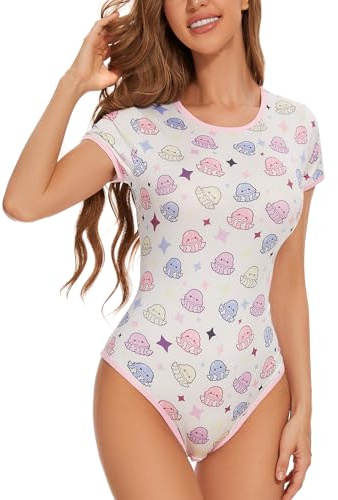 Somniumnight Onesie pyjamas för vuxna för kvinnor: Söt loungebodysuit & sparkdräkt med snäppgren – mjuk och sexig pyjamas kortärmad