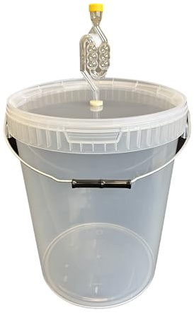 SILPLAST Recipiente de fermentación de 25 litros con tubo de fermentación, tapa, goma de sellado, cubo para cerveza, vino o puré, apto para alimentos, globo de fermentación, ideal para cerveceras
