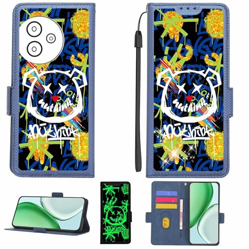 Aroepurt fodral kompatibelt med Cricket Sn333C telefonfodral flipskydd [med härdat glas skärmskydd] [RFID-blockering] [Guldglitter + lysande] LPT-TYX