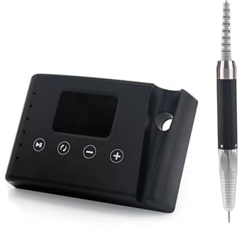 Taladro de uñas eléctrico portátil 2 en 1 escritorio sin escobillas 35000 RPM, pulidor for manicura 85 W, potente con juego brocas(Black-plugged in,US)