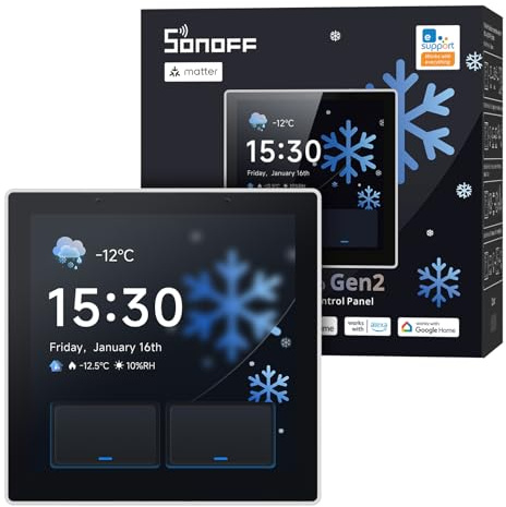SONOFF NSPanel Pro Gen2 Smart kontrollpanel med relä | Zigbee Hub & Matter Bridge, Smart termostat, Säkerhetslarm, 2.4/5GHz Wi-Fi, Röststyrning Alexa, Google, Apple, Home Assistant