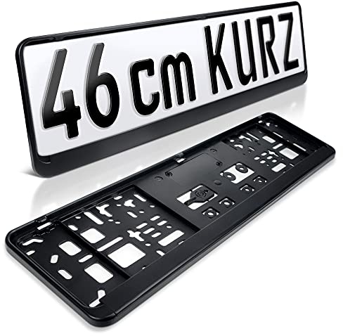 schildEVO 2 Kennzeichenhalter | 460 x 110 mm | SCHWARZ | für Kurze Kennzeichen | 46 x 11 | Nummernschildhalter | Kennzeichen-Halterung | DHL-Versand