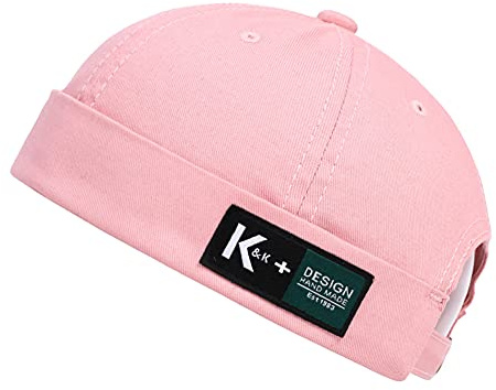 Berretto unisex Docker Brimless Cappelli Beanie Skullcap lavoratore marinaio cappello retrò arrotolato Cuff Skull Caps con regolabile, 7731-rosa, Etichettalia unica
