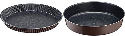 Tefal Perfectbake Moule A Tarte 27cm Aluminium 100% Recyclé J5548302 & PERFECTBAKE Moule A Manqué 24cm, aluminium 100% recyclé J5549602