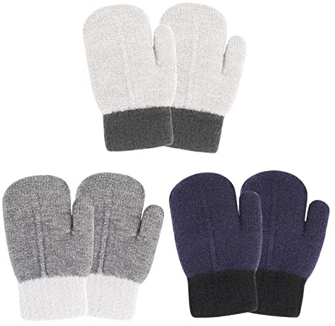 QKURT 3 Pares de Manoplas para Niños Pequeños, Mitones Mágicos para Niños, Guantes Cálidos de Invierno para Bebés Manoplas Térmicas para Bebés de 3 a 5 años, Niñas y Niños