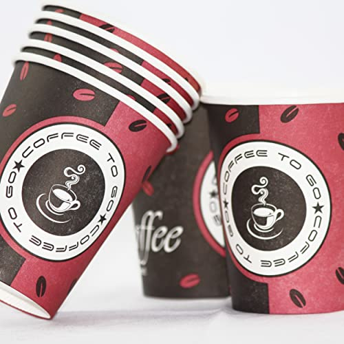 Commerline Gobelets à café à emporter en carton jetable | Gobelets en carton | Gobelets à café to Go | Gobelets en papier dur jetables | Gobelets pour cafée/thé (100, 12oz_Ø90mm/300ml)