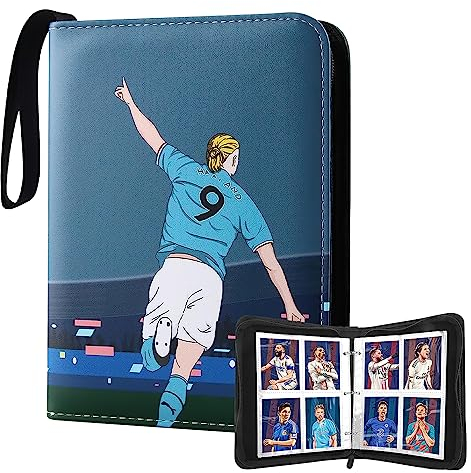 LUFEIS Fußball Kartenhalter, 480 Taschen Sammelkartenalbum für Fußball, Fußballkartenbinder mit Reißverschluss und Griffschlaufe, Sammelkartenbinder mit abnehmbaren Hüllen für Sammelkarten,