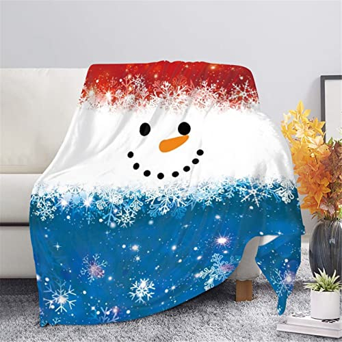 TradesForU Niedliche Cartoon-Schneemann-Druck, weiche Fleece-Bettwäsche, Weihnachtsdekoration, gemütliche Überwurfdecke