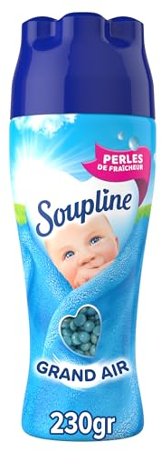 SOUPLINE Perles de Fraîcheur Longue Durée, Complément Idéal à Votre Lessive et à Votre Adoucissant Linge, Parfum Linge en Perles, Soupline Grand Air, 230g