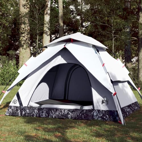 Tino Tech 230 x 230 x 140 cm - Tente de camping dôme pour 4 personnes - Coupe-vent - Tente familiale - Grande tente à lancer - Tente de festival - Tente de trekking - Polyester - Blanc - Occultant