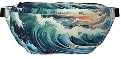 Wave Segelboot-Umhängetasche mit Möwe, großes Fassungsvermögen, wasserdicht und staubdicht, sicherer Reißverschluss, geeignet für Reisen und Outdoor-Aktivitäten., Siehe Abbildung, Einheitsgröße,