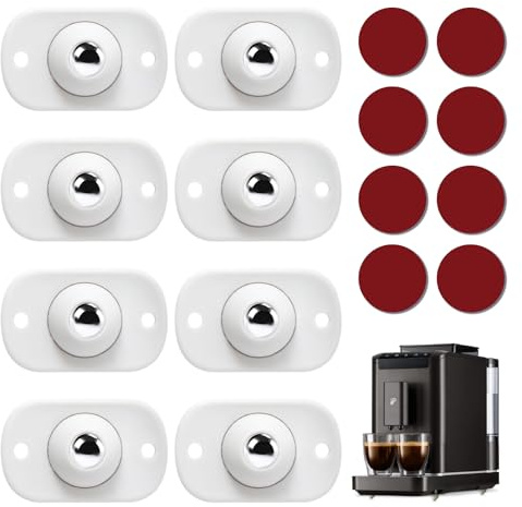 OIHCAZ Castor Wheels Self-Adhesive 8 PCS, Mini Wheels for Furniture 360° Free Rotation Ball Casters for Kitchen Appliances Storage Boxes Small Furnitures Trash (White)