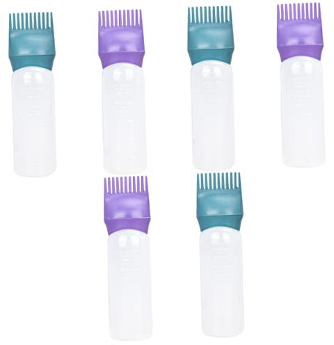 UKCOCO Flacon Applicateur Peigne pour Coloration Capillaire 6 Pièces 100 Ml Plastique Léger Profond Vert et Violet pour Racines Cheveux Usage Professionnel et Domestique