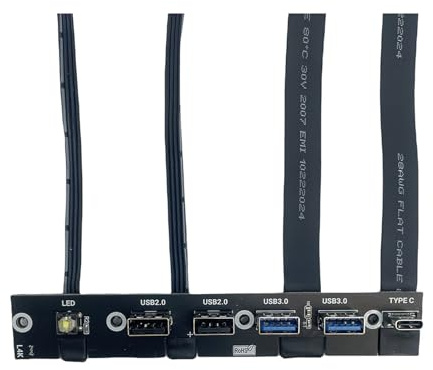 5 Port USB PC Front Panel Bracket 2xUSB3.0 2xUSB2.0 1xUSB C 20G With LED Switches Bracket For PC Case Desktop Chassis Computer Chassis USB Front Panel
