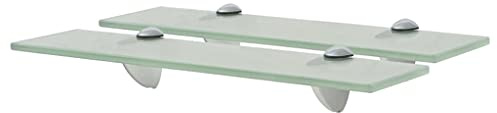 Tomostar Lot de 2 Étagère Murale en Verre Trempé, Étagère de Douche Tablette de Salle de Bain Murale 2 pcs Verre 40 x 20 cm 8 mm