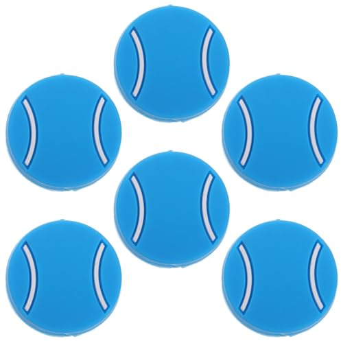Gogogmee Lot de 6 Amortisseurs Anti-Vibrations en Silicone pour Raquettes de Tennis Forme Balle Plate Colorée Accessoires Légers pour Contrôle des Vibrations Adaptés au Tennis et Squash