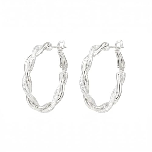 Yumay Twisted Rope Extra Large Gold Hoop Earrings 9ct Gold/White Gold Filled Creole for Girls or Womens(40mm/30mm)