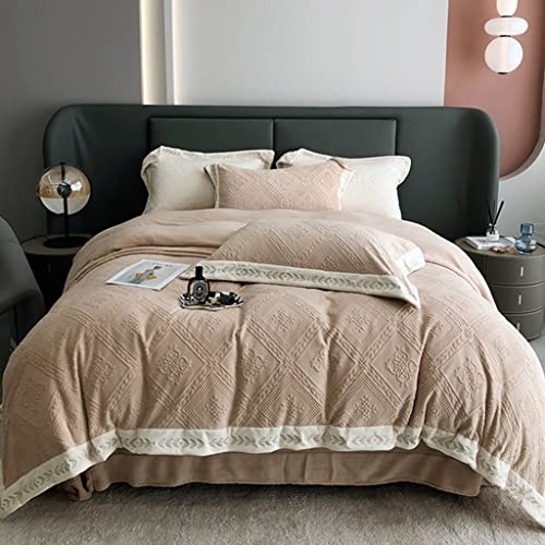 TFBHL Vinterbäddset om 4, inkluderar lakan, påslakan och 2 örngott,Coral fleece dubbelt påslakanset för att sova naken,Födelsedag Färg: C, Storlek: 150cm(4 st)