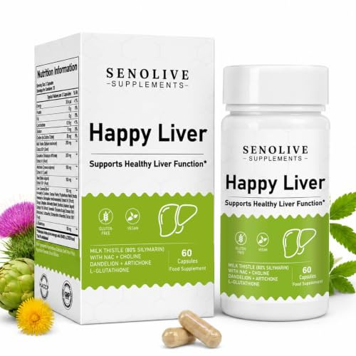 Milk Thistle Liver Support Supplement for Men & Women - 13-in-1 Complex with NAC, Choline, Artichoke, Dandelion & L-Glutathione - High Strength Silymarin Liver Cleanse Detox Capsules, 60 Count