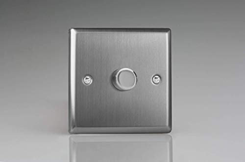 Varilight Single V-Pro Rotary 2-Way LED Dimmer 1 x 0-120W - Classic Brushed Steel With Brushed Steel Knob