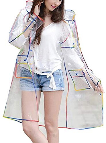 Lazzboy Poncho Pluie,Imperméable Portable avec Capuches et Manches,Transparent Poncho Femme et Homme pour Les Festivals de Camping et Les Randonnées Multicolore M