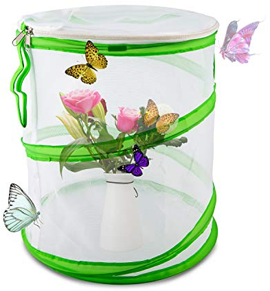 Luter Insekten- und Schmetterlingslebensraum Käfig Pop-up-Design Zusammenklappbar Insekten-Netzkäfig für den Naturwissenschaftlichen Unterricht 30×35cm
