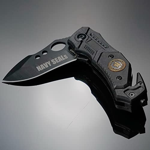 TS Tactical Store Navaja MINI NAVY SEALS | Navaja de bolsillo, cuchillo plegable para hombres | Hoja acero inoxidable: 6cm | Navaja supervivencia, senderismo, camping 19390A