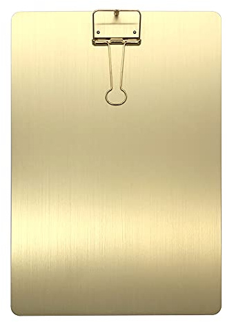 A4 Gold Clipboard, Metal Menu Clip Board with Binder Clip