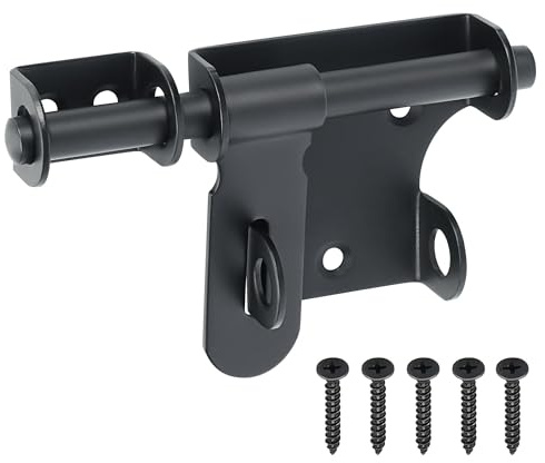 SAYAYO Verrou Porte Exterieur Coulissante à Bascule Boulon, Loquet de Porte Interieure Loquet Portail avec Vis pour Garage, Remise et Jardin, Noir Mat en Acier Inoxydable, 120MM
