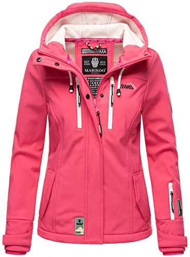 MARIKOO Damen Softshelljacke Übergangsjacke mit Kapuze Kleinezicke Pink Gr. M