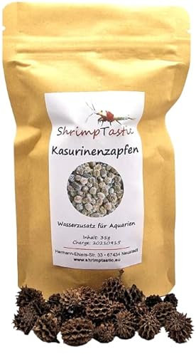 Schmitt Aquaristik Kasuarinen-Zapfen 35g - Dekorative Alternative zu Erlenzapfen - Futterquelle & Dekoration für Garnelen - Enthält Huminsäuren und Tannine - 35g (~50 Stück) pro Packung