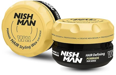 NISHMAN Hair Styling Pomade Wax W11 - Sun Sense 100g - Flexible, Moderate Hold and Medium to High Shine - Perfect for Firm Styling, Care, and Long-Lasting Look