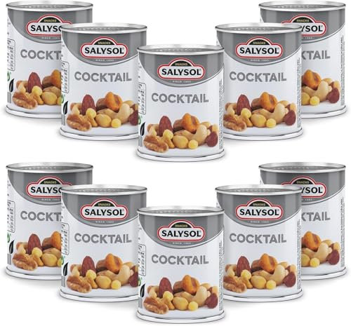 Salysol Snacks Nuts Spicy BBQ Cocktail 10 x 50g Cans - Smoke Almonds, Hazelnuts, Cashews, Salt Peanuts, Walnuts, Roasted Corn, Honey Peanuts - Gift Sets for Men and Women in Gift Box