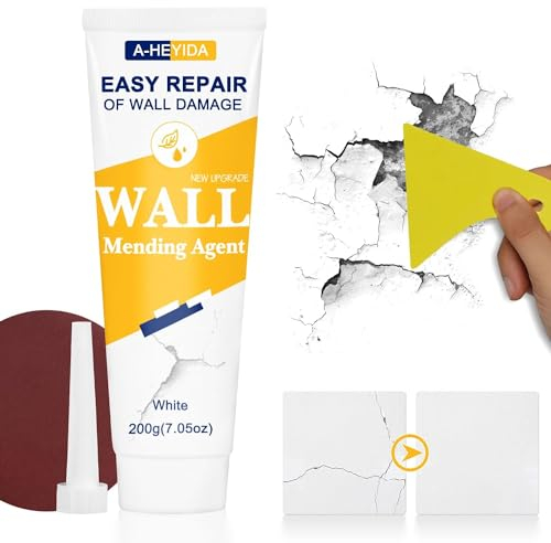 Spachtelmasse Weiß Innen, 200g Wand Reparatur Weiss Paste, Wandspachtel mit Kratzer - Wall Repair Kit Wandfüller weiß einfaches Reparieren beschädigter Wände, Löcher und Risse. (1 PCS-200g)