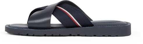 Tommy Hilfiger Sandales Homme Core Criss en Cuir, Bleu (Desert Sky), 43
