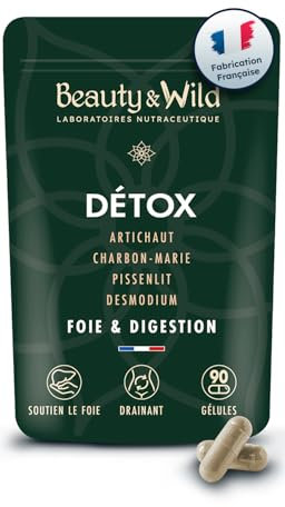 DÉTOX FOIE, complément alimentaire d'Artichaut, Chardon Marie, Fumeterre, Desmodium, protège le Foie et aide à la Digestion, Végan, FORMAT POCHE, Made in France