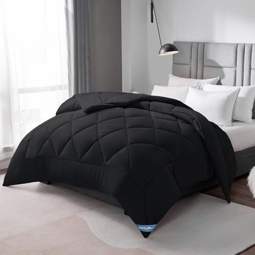 WAVVE Edredón Relleno Nórdico para Cama 90/80, Edredón de Fibra 300gr/m², Ligero, Suave, Transpirable (155x220 cm, Negro)