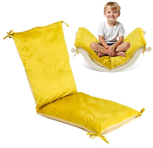 Cushion for Climbing Arch Rocker for Kids, 120 x 40 x 12 cm Mat for Climbing Triangle, Baby Climbing Soft Non-Slip Seat Arch Cushion, Toddler Nap Mat, Play Cushions Indoor, Washable Cover (Yellow)