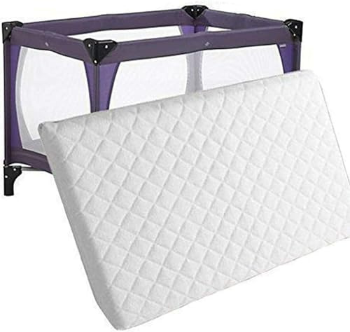 DREAMLAYER Travel Cot Mattress, 95 x 65 x 5 cm, Quilted Cover, Breathable, White