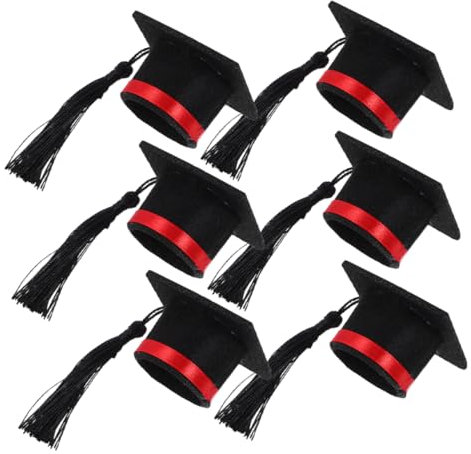 FUNNETOYU 6pièces Chapeaux Miniatures De Diplômé avec Pompons pour Décoration De Bouteilles De Vin Accessoires De Fête De Graduation Élégants Et Amusants