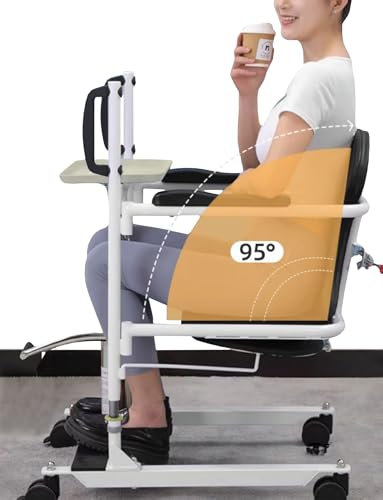 Errzom Elevador Hidráulico de Pacientes con Asiento Dividido 180°, Ayuda a Transferencia Silla de Ducha para Minusválidos 20cm de Altura de Elevación, Elevador de Cabecera, Carga 150kg