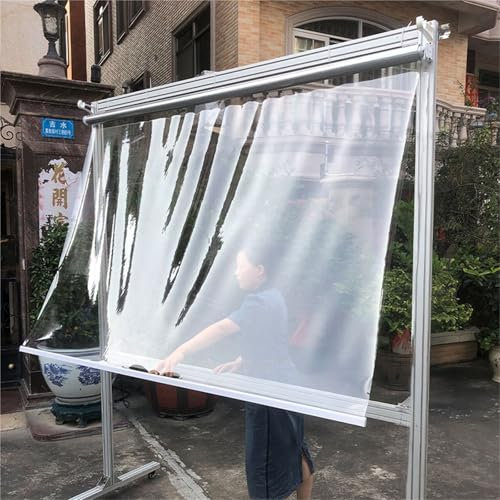 Tenda a Rullo in PVC Trasparente Impermeabile Antivento con Maniglia per Pergole Esterne, Terrazzo, Balcone, Garage e Vetrine, Isolamento Termico e Misure Personalizzate(W70xH140cm)