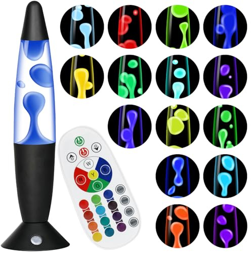 Besight 17 Colori Lampada a Movimento Liquido 34cm con Telecomando per Adulti Decorazione di Casa, Camera da Letto, Ufficio, Regalo per San Valentino Compleanno di Natale